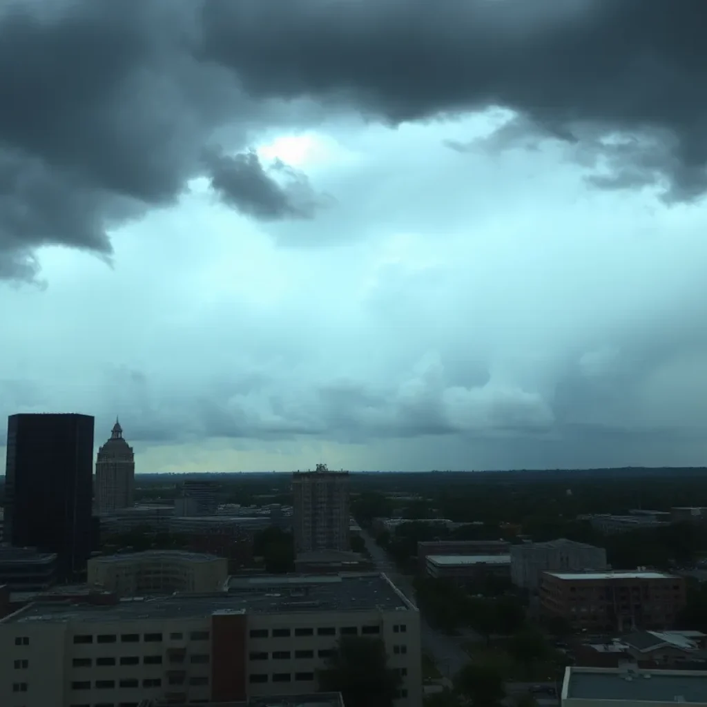 Thunderstorm clouds over Memphis skyline