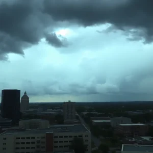 Thunderstorm clouds over Memphis skyline