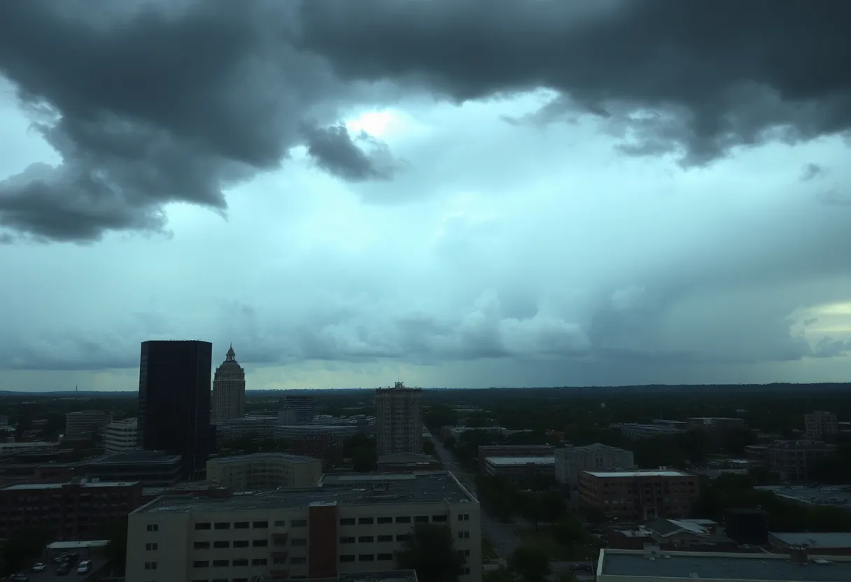 Thunderstorm clouds over Memphis skyline