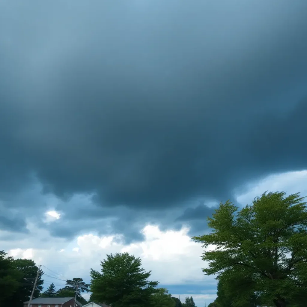 Dark clouds brewing over Memphis indicating a thunderstorm