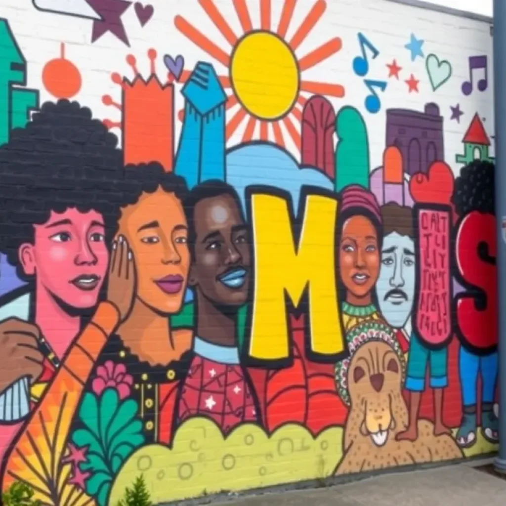 Vibrant mural symbolizing community engagement and artistic diversity in Memphis