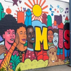 Vibrant mural symbolizing community engagement and artistic diversity in Memphis