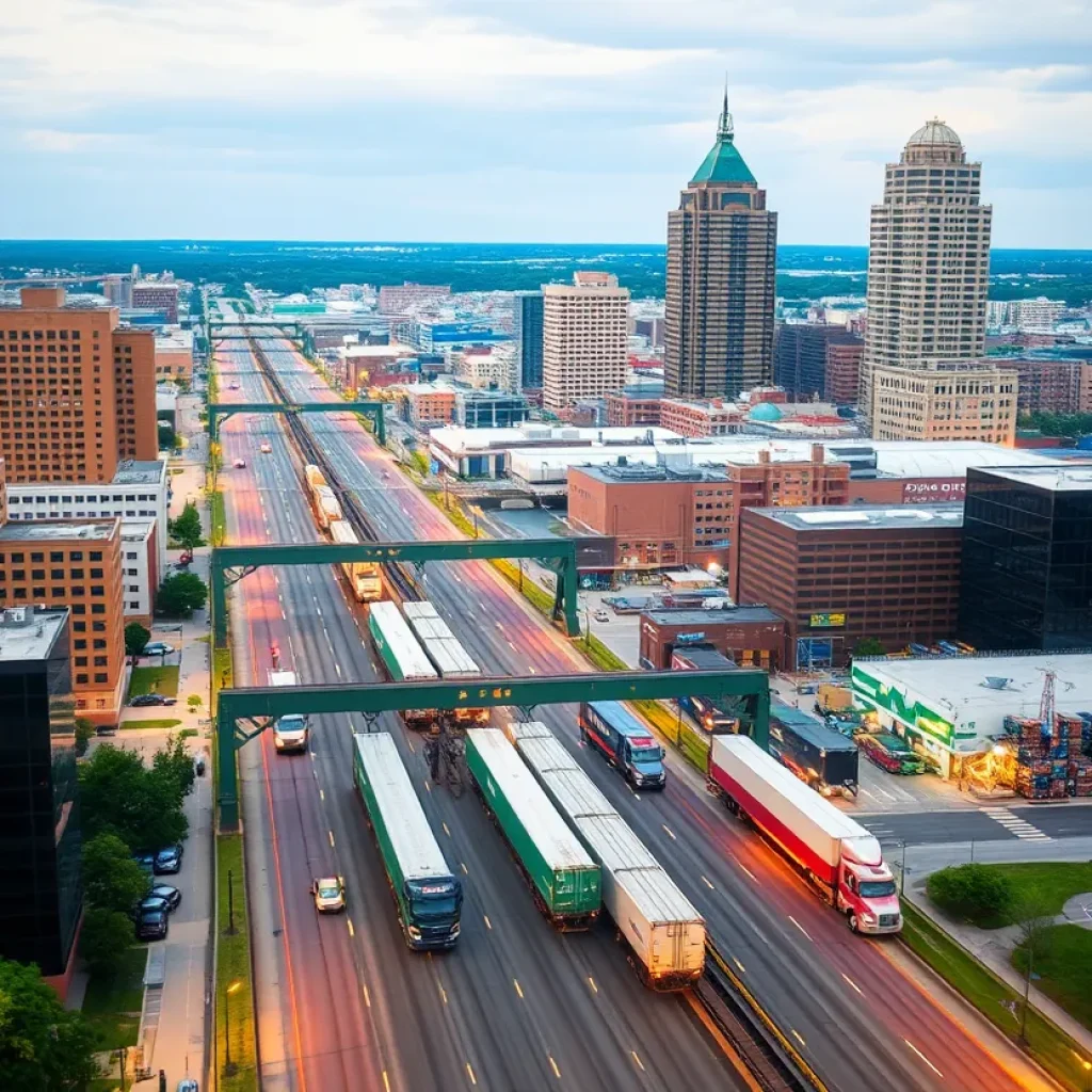 Cityscape of Memphis with logistics facilities