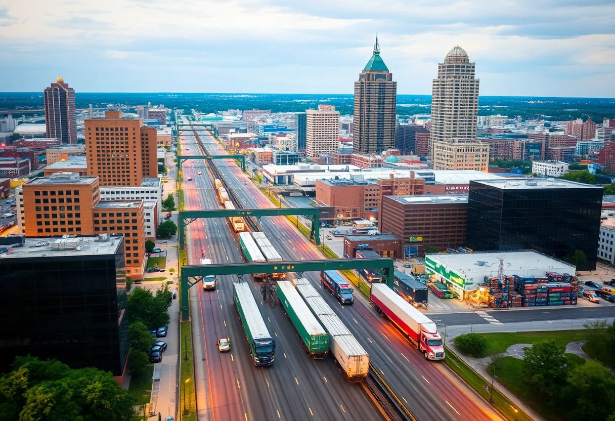Cityscape of Memphis with logistics facilities