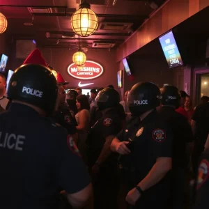 Police presence outside a bar in Midtown Memphis after a shooting incident.