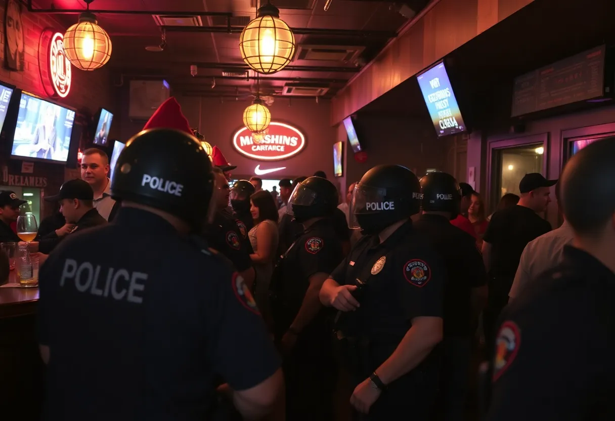 Police presence outside a bar in Midtown Memphis after a shooting incident.
