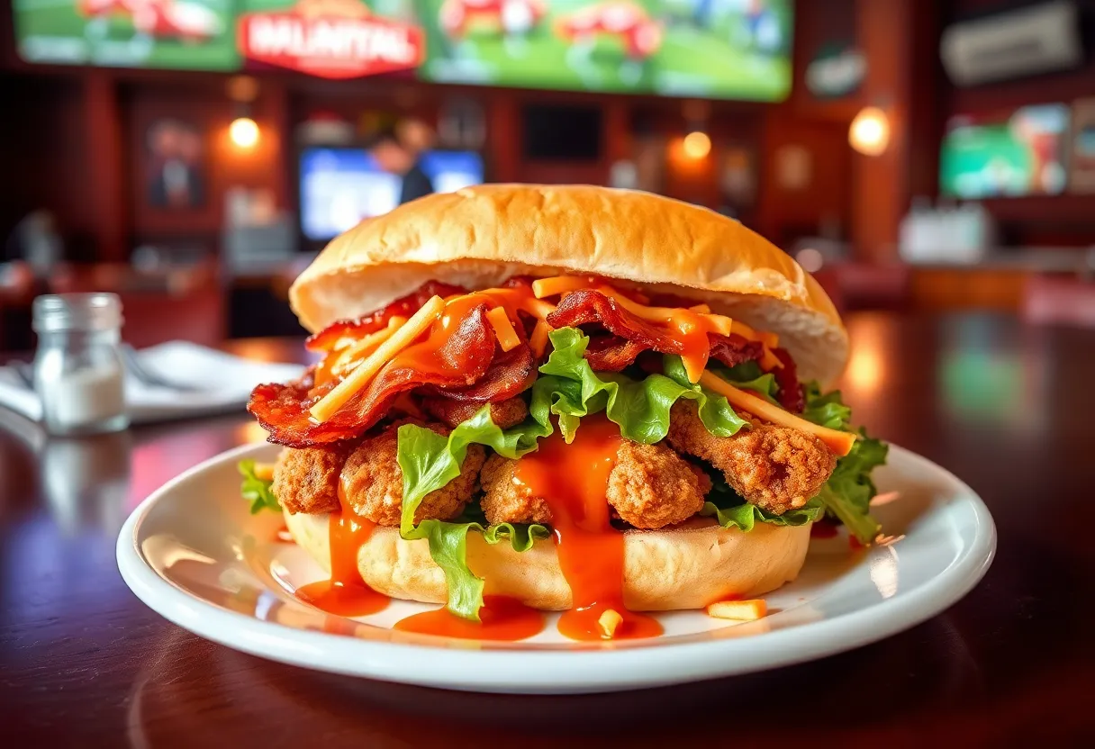 N’awlins sandwich with fried chicken and toppings