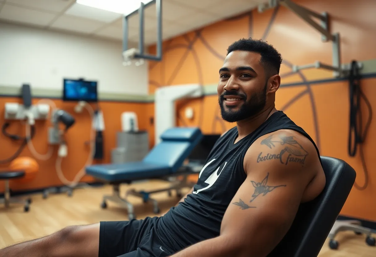 Rehabilitation process for an injured basketball player.