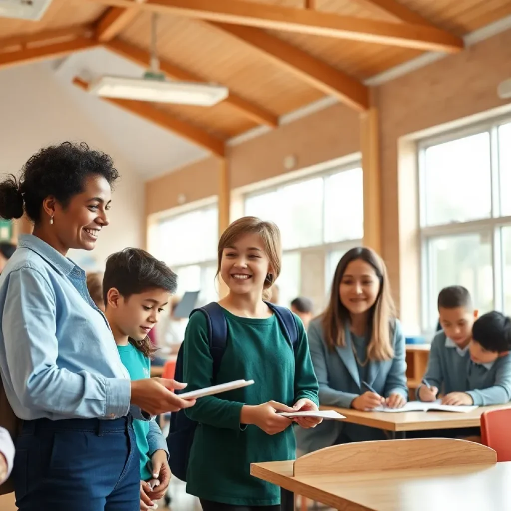 Students and teachers at St. Mary’s Catholic School engaging in classroom activities