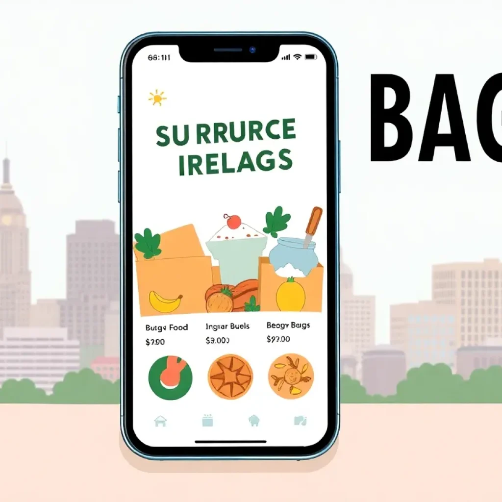 Screenshot of the Too Good To Go app with food items and the Memphis skyline.
