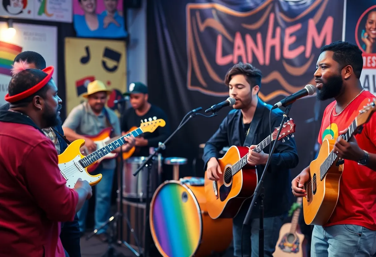 A lively performance by LGBTQIA+ musicians in Memphis, highlighting diversity and artistic expression.