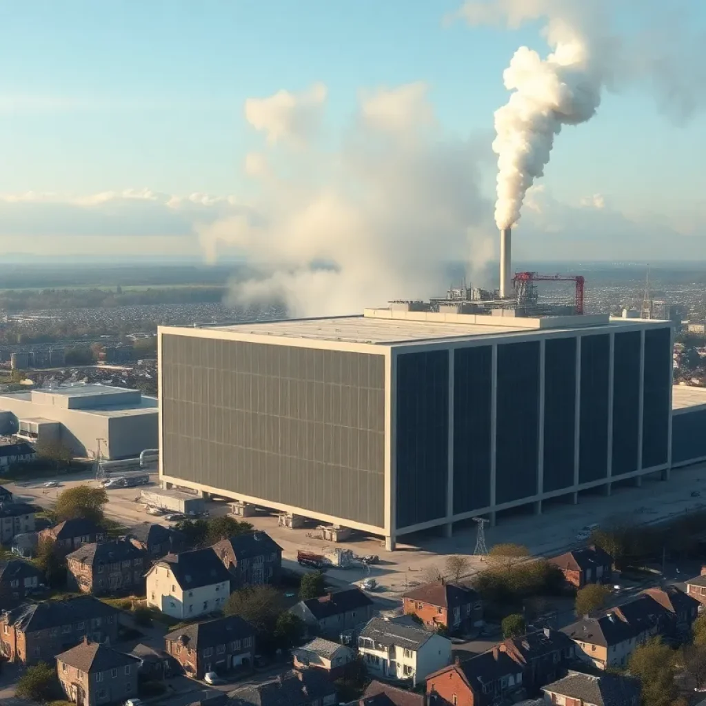 View of xAI supercomputer facility with emissions visible in Memphis