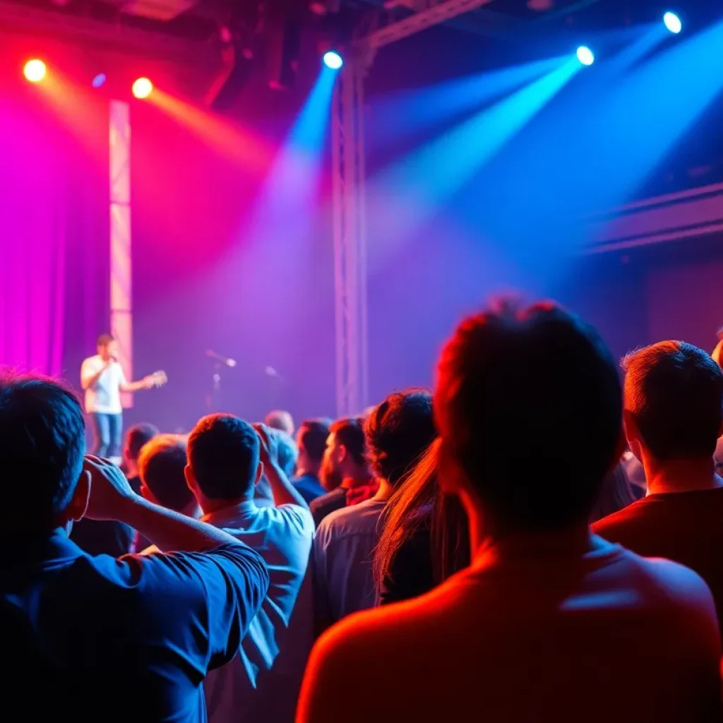 Stage performance of A Beautiful Noise: The Neil Diamond Musical with audience applause.