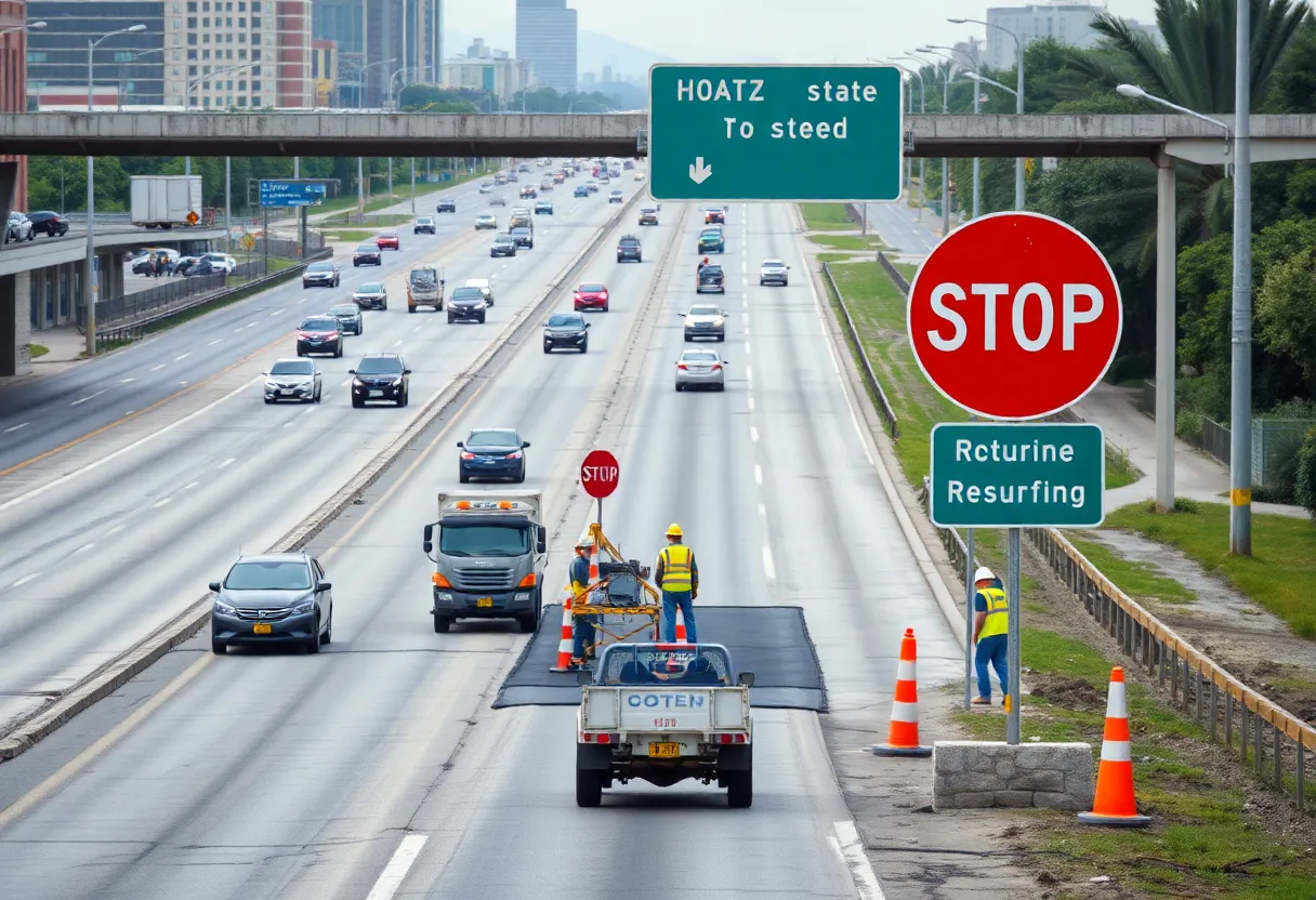 Construction activity on I-240 with traffic