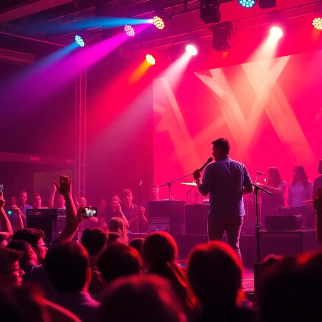 Indie rock-pop duo Isabella&Sebastian performing live on stage.