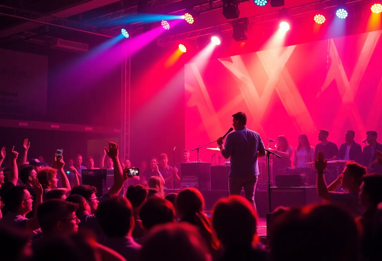 Indie rock-pop duo Isabella&Sebastian performing live on stage.