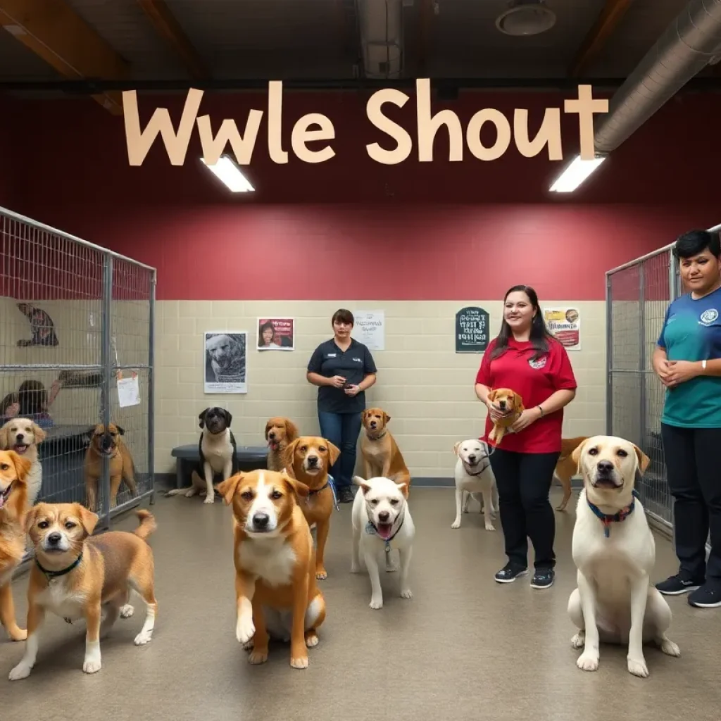 Shelter staff interacting with animals at Memphis Animal Services