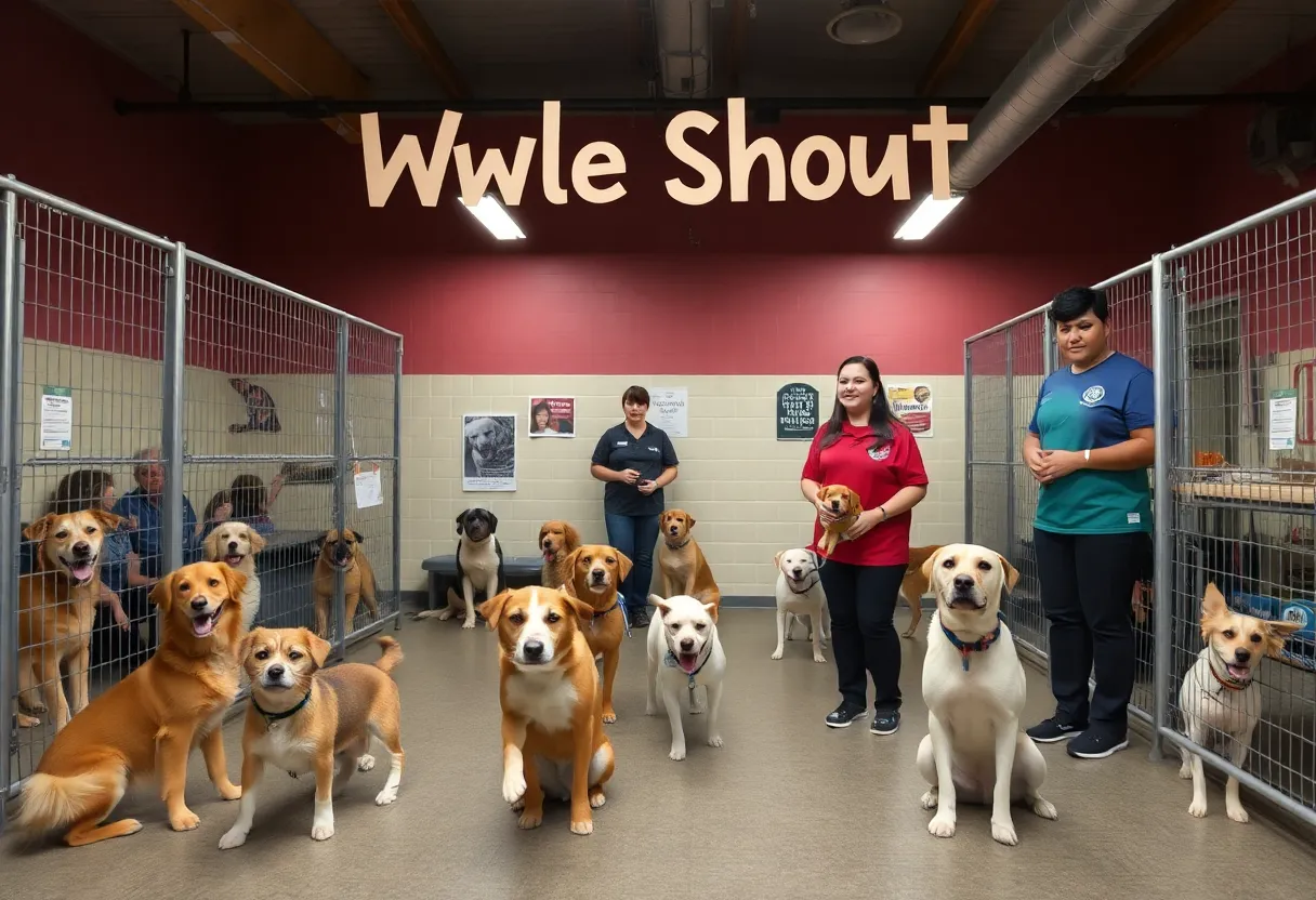 Shelter staff interacting with animals at Memphis Animal Services