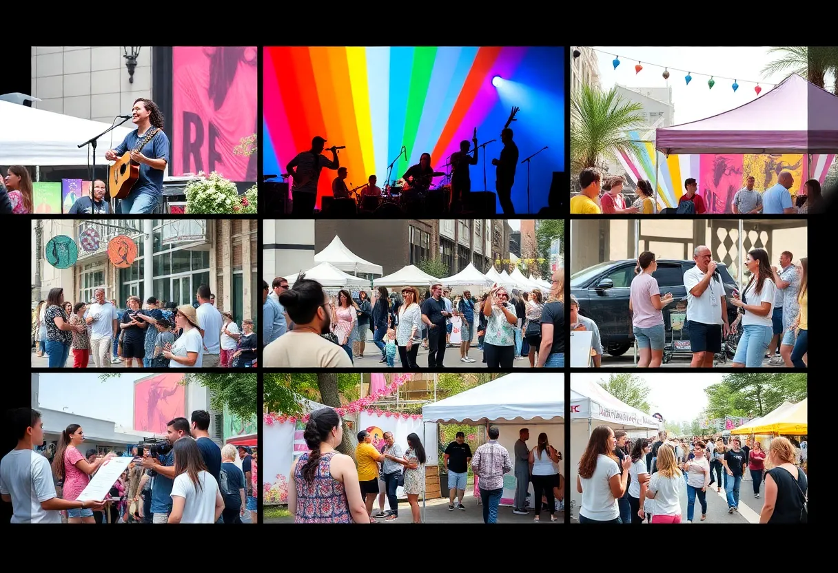 A bustling Memphis arts festival with performances and community activities.