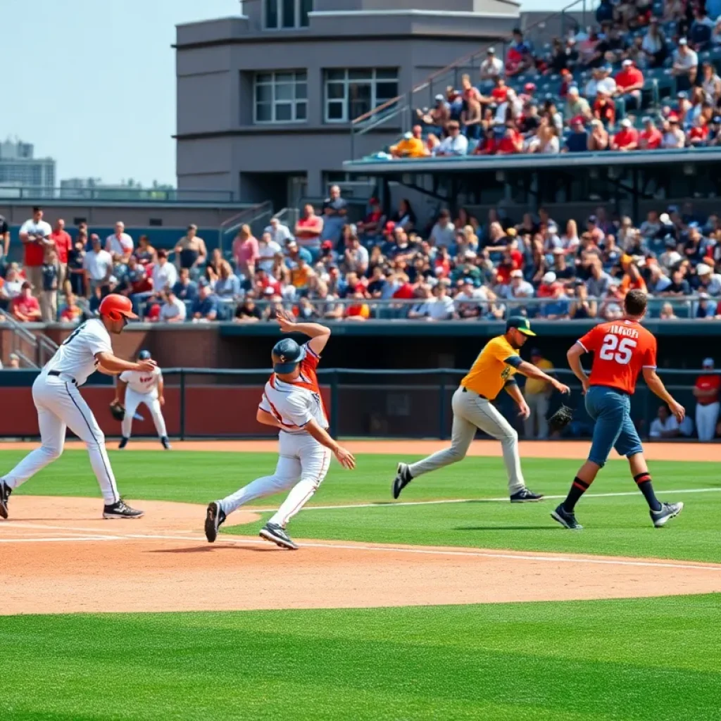 University of Memphis baseball team playing during a game