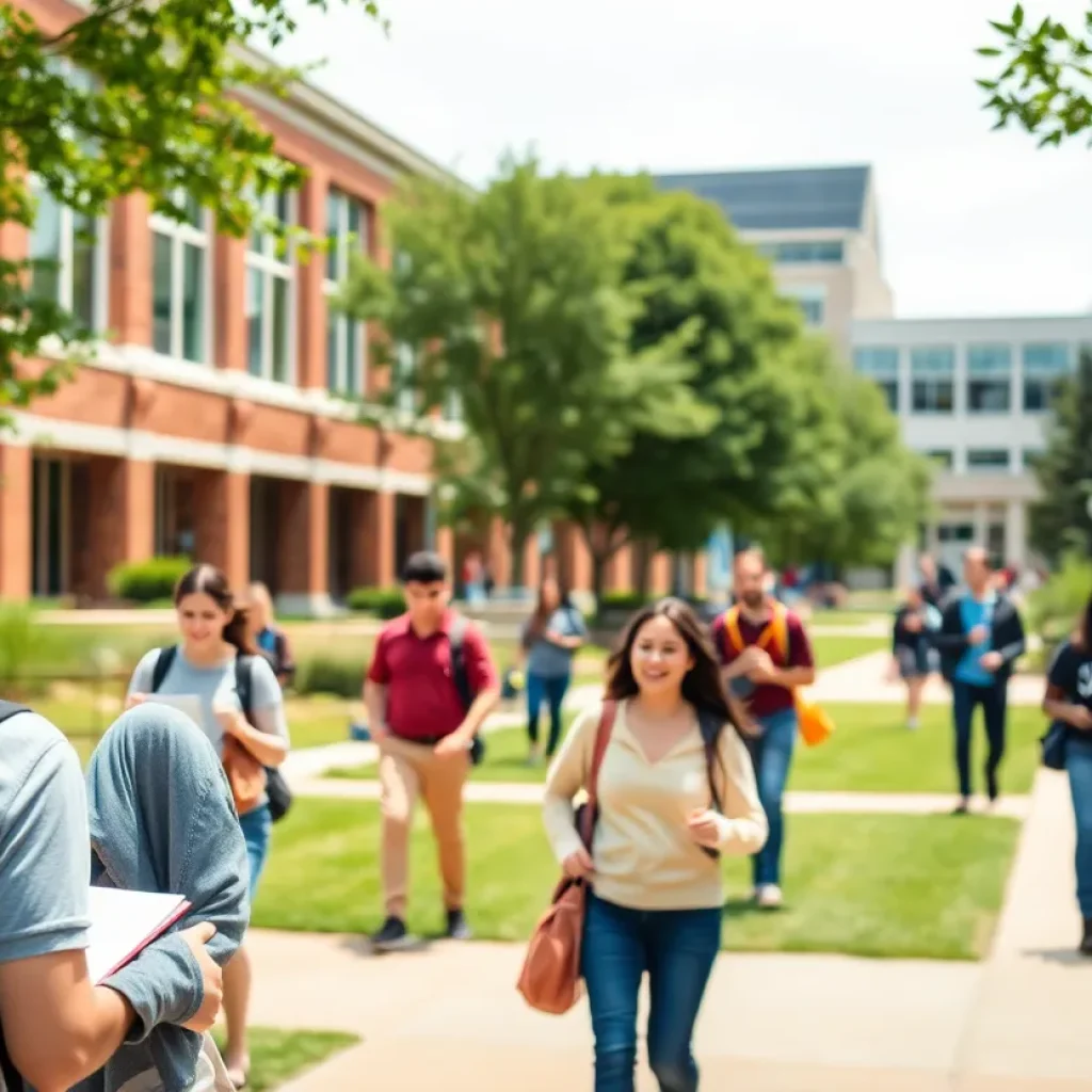 Students on the University of Memphis campus