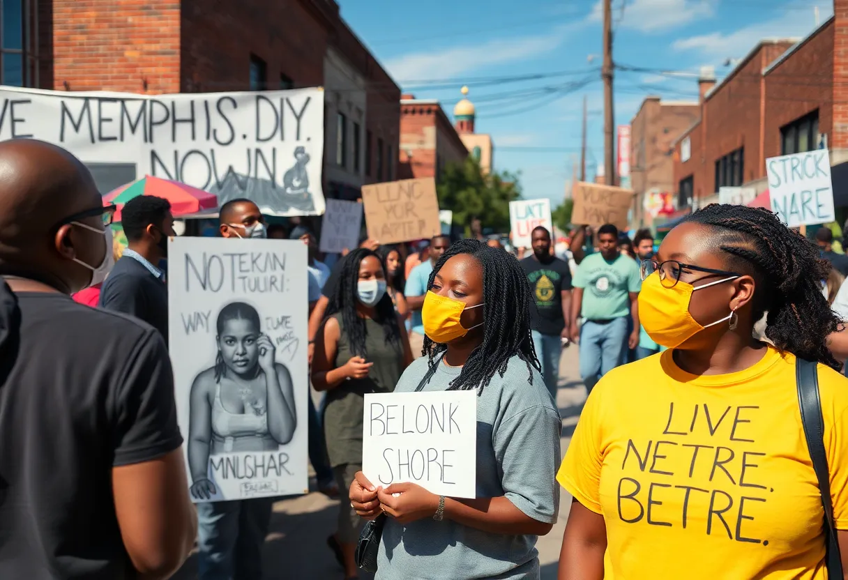 A vibrant artistic representation of Memphis showcasing community involvement and cultural elements.