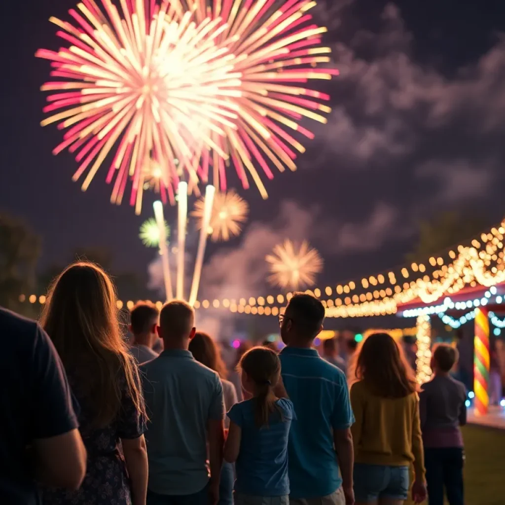 Families enjoying the Fourth of July fireworks in Memphis.