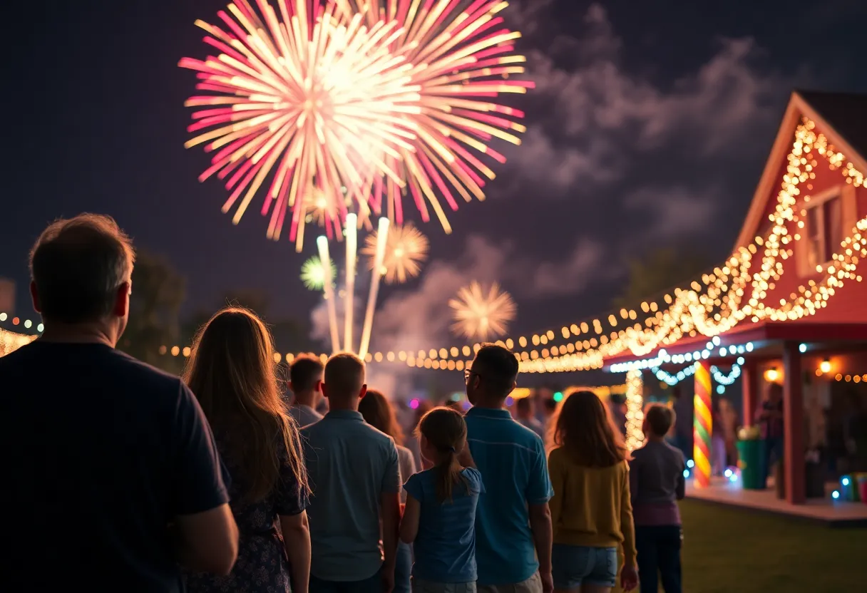 Families enjoying the Fourth of July fireworks in Memphis.