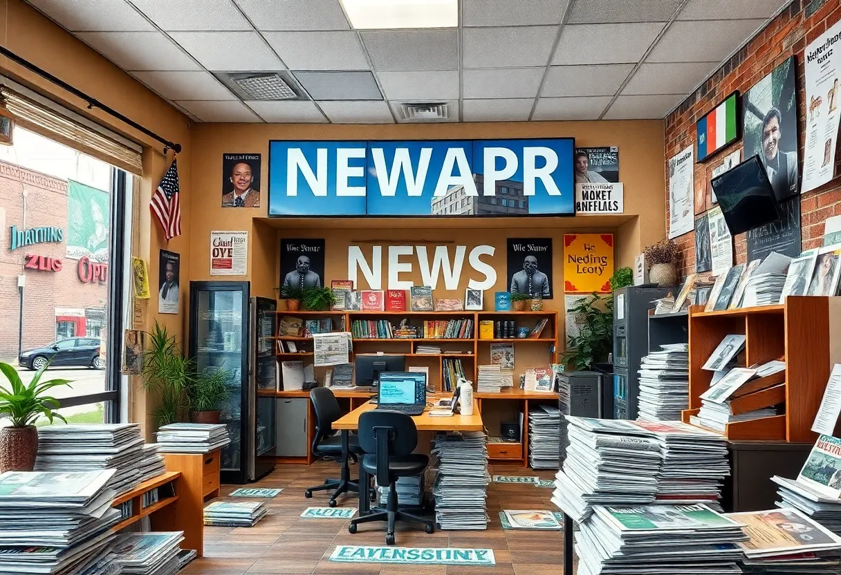 Artistic representation of the Memphis Flyer's office celebrating its 30th anniversary