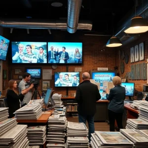 Community journalists collaborating in the Memphis Flyer office