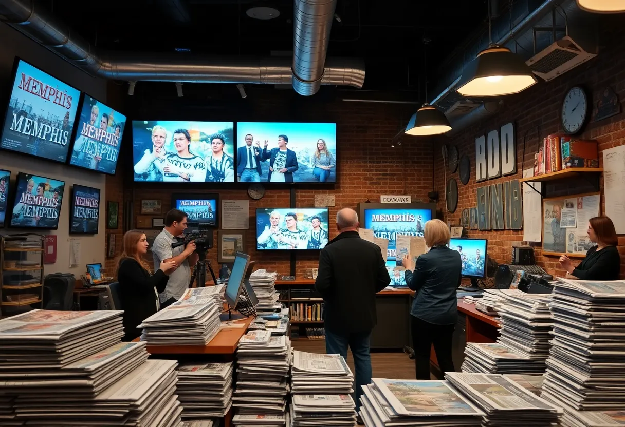 Community journalists collaborating in the Memphis Flyer office