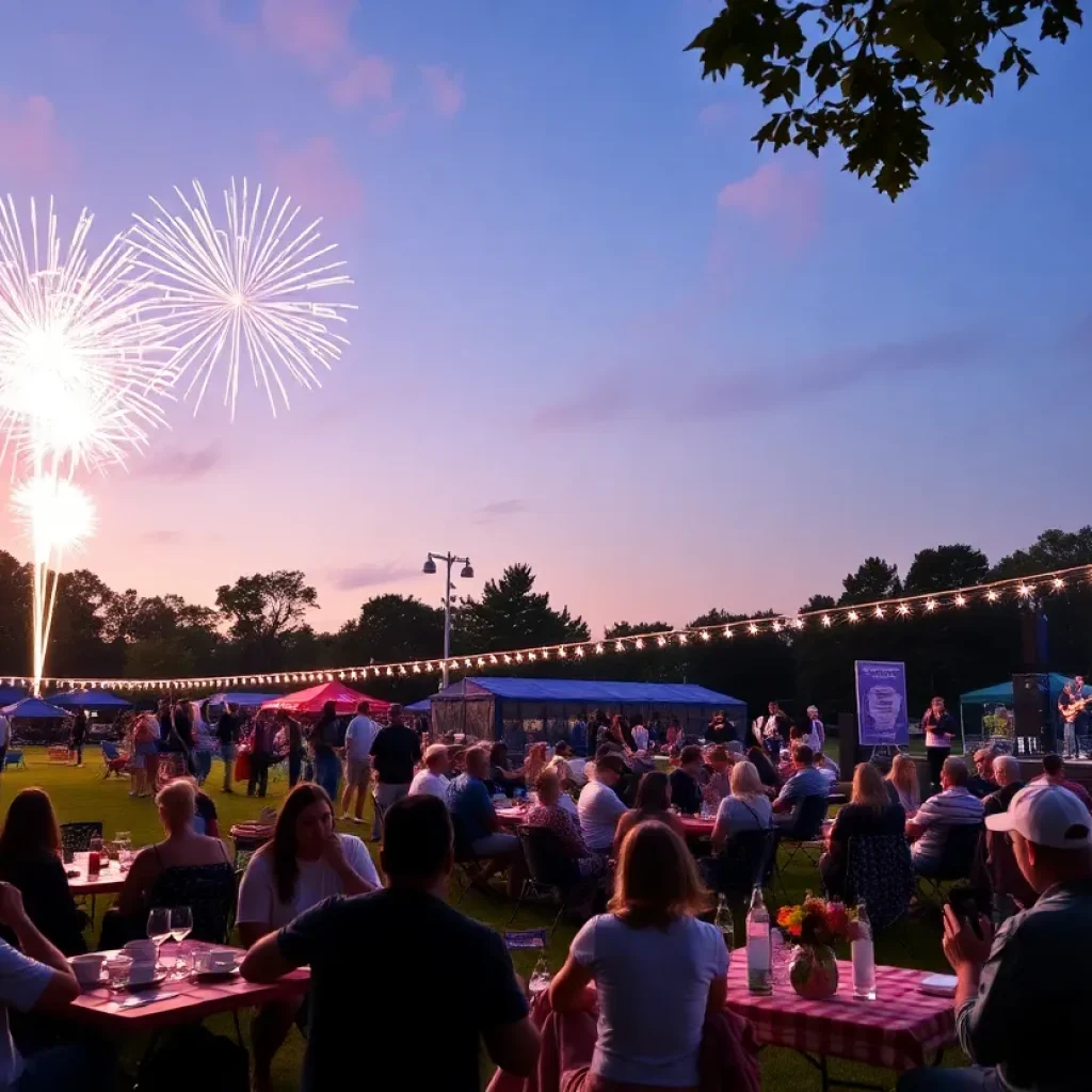 Fireworks over Memphis during Fourth of July celebration