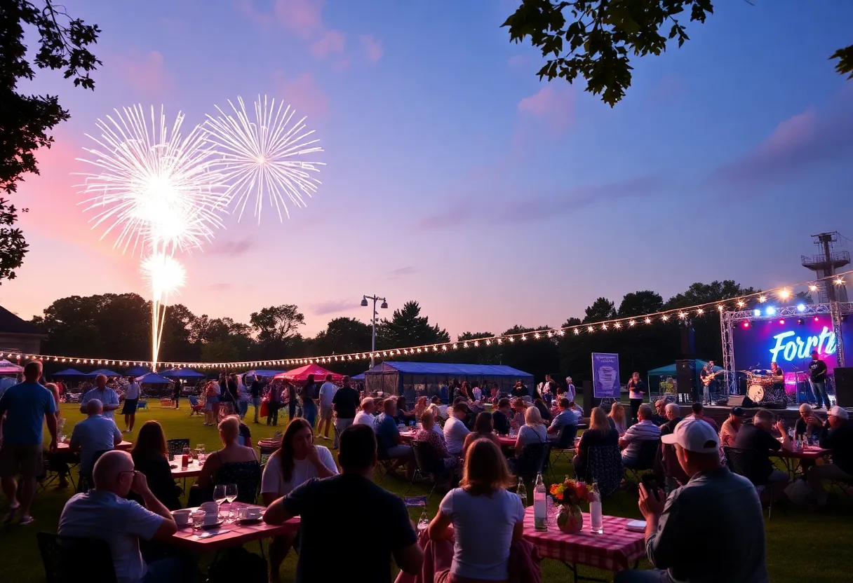 Fireworks over Memphis during Fourth of July celebration