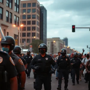 Overview of Memphis with police presence