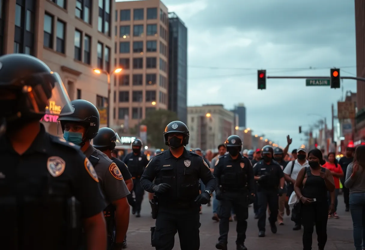 Overview of Memphis with police presence