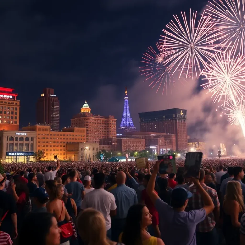 Fireworks over Memphis during the Fourth of July celebrations