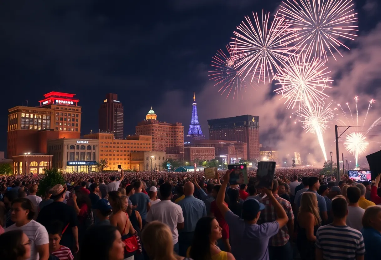 Fireworks over Memphis during the Fourth of July celebrations