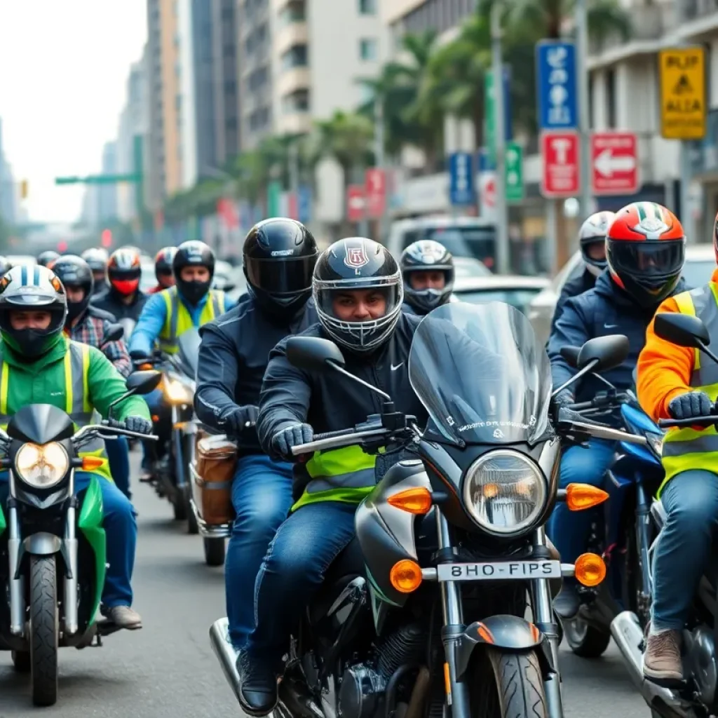 Motorcycle riders in Memphis promoting road safety