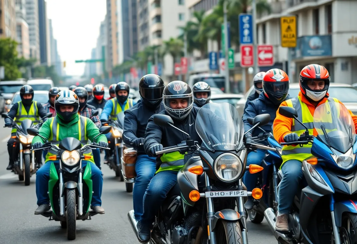 Motorcycle riders in Memphis promoting road safety
