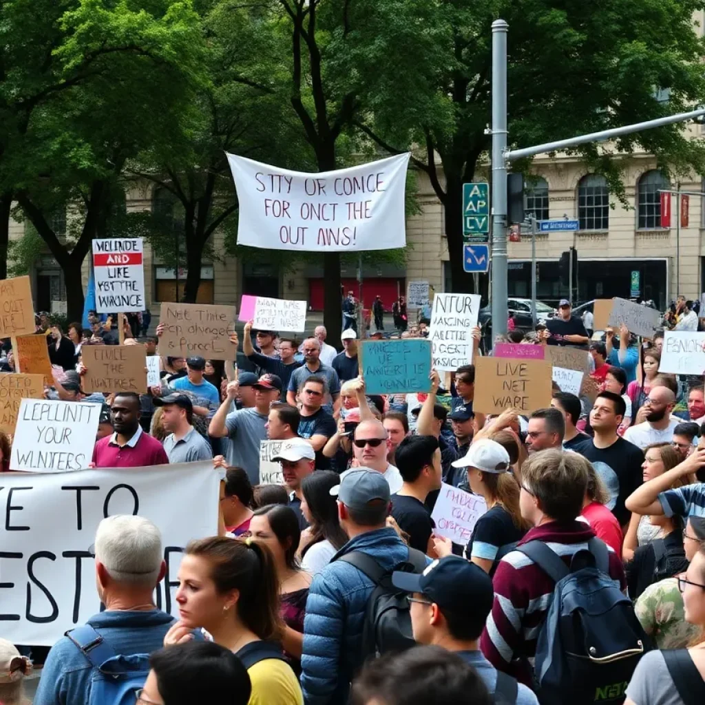 Protesters rallying in Memphis holding signs.