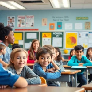 Students engaged in a classroom at a public middle school in Memphis.