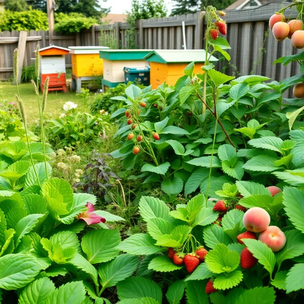 Colorful summer garden with diverse vegetables and fruits in Memphis
