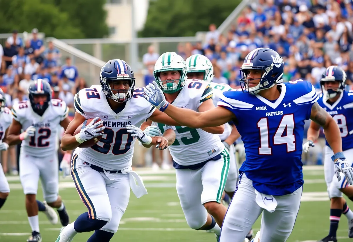 Memphis University Tigers playing against Charlotte 49ers in college football
