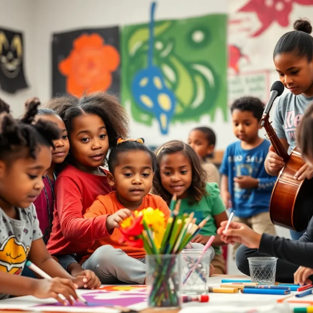 Children participating in an art class in Memphis