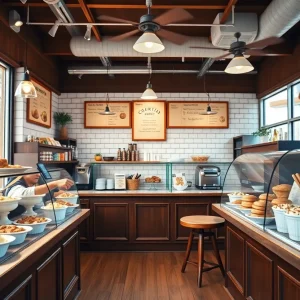 Interior of the Peach Cobbler Factory showcasing desserts