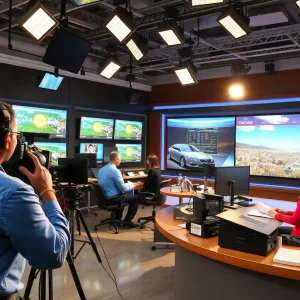 News broadcasting team at Rincon Broadcasting headquarters