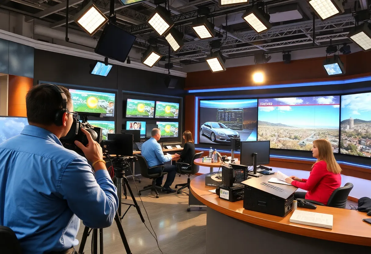 News broadcasting team at Rincon Broadcasting headquarters