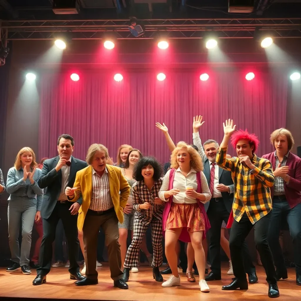 Actors performing in Neil Simon's Rumors at Theatre Memphis