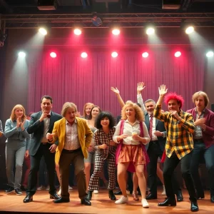 Actors performing in Neil Simon's Rumors at Theatre Memphis