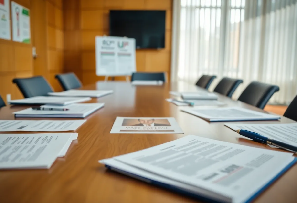 Conceptual image of a school audit meeting